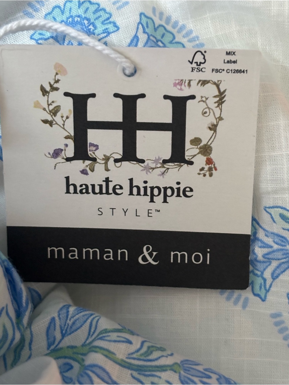 NWT Haute Hippie Light Blue and White Ikat print cotton sundress-4 - Picture 10 of 11